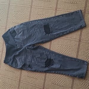 Maternity black distressed boyfriend jeans